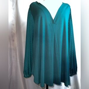 Elegant Teal V-Neck Women's Top; never worn